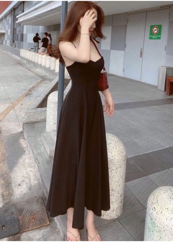 Đầm Maxi hai dây dáng xòe hàn quốc