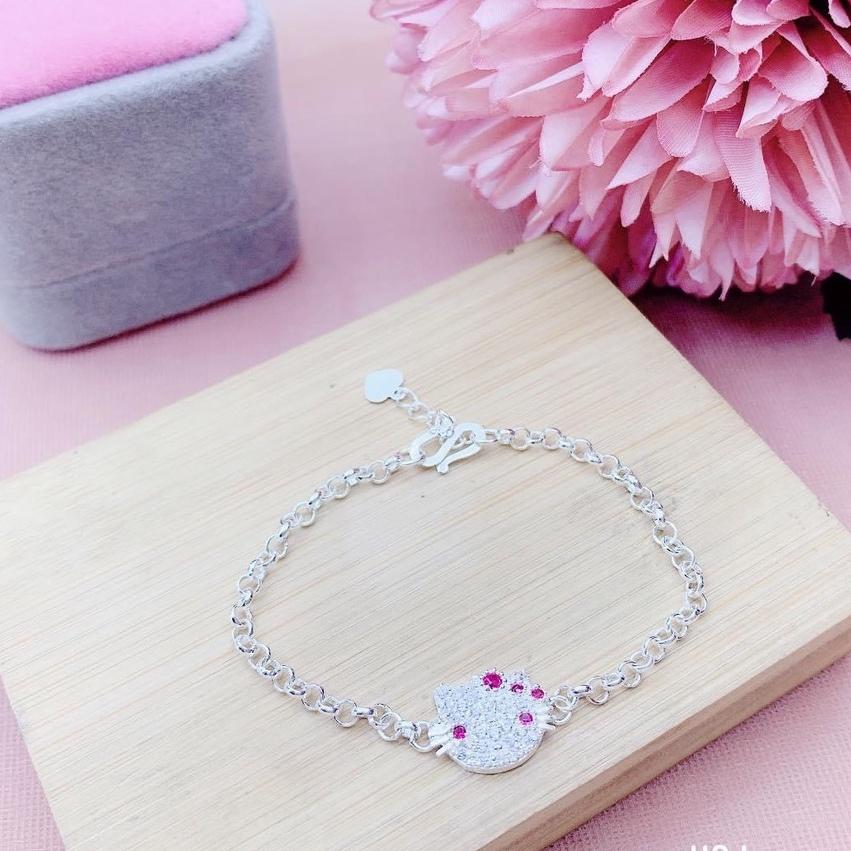 Lắc tay bạc cho bé hình mèo  HÀNG LOẠI 1  lắc tay hình Hello Kitty dễ thương xinh xắn