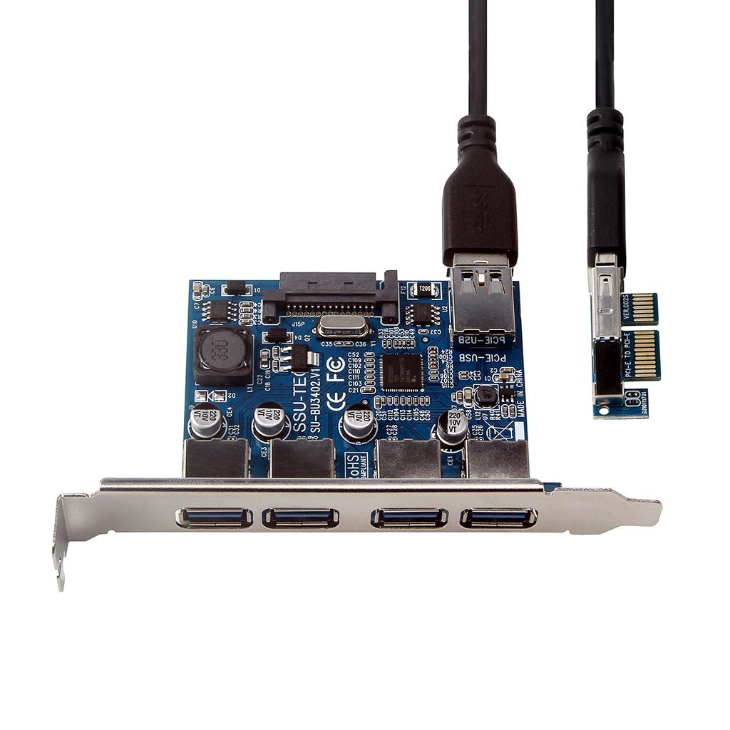 Bốn cổng USB 3.0 Siêu nhanh 5Gbps PCI-E Thẻ mở rộng PCI Express Adapter Chuyển đổi Thẻ Mô-đun cấp nguồn