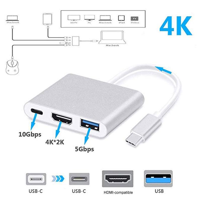 Bộ Chia 3 Cổng USB Type C HDMI 4K Hỗ Trợ Samsung Dex mode Với PD Cho MacBook Pro / Air 2021