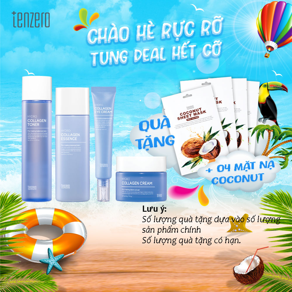 Bộ 4 sản phẩm chống lão hóa, săn chắc da Tenzero Hydrolyzed Collagen