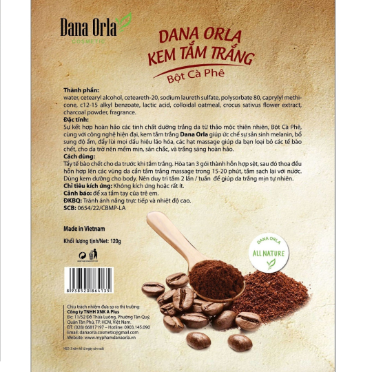 Kem Tắm Trắng Toàn Thân DANA ORLA Bột Cà Phê Nguyên Chất (Spa Whitening Cream) 120g