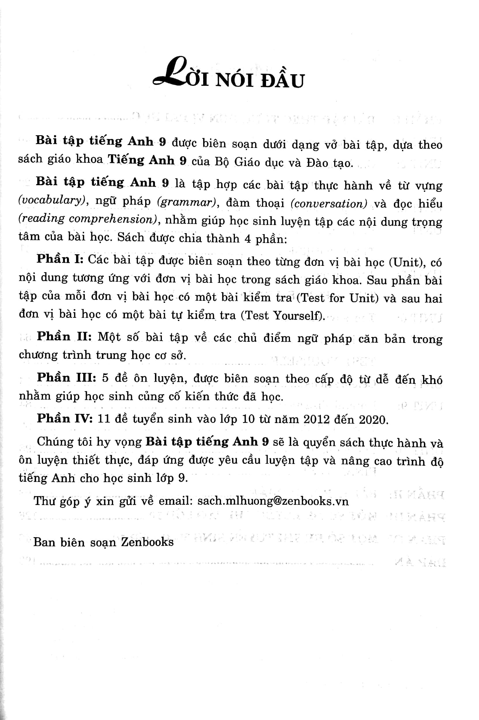 Bài Tập Tiếng Anh Lớp 9 (Có Đáp Án)