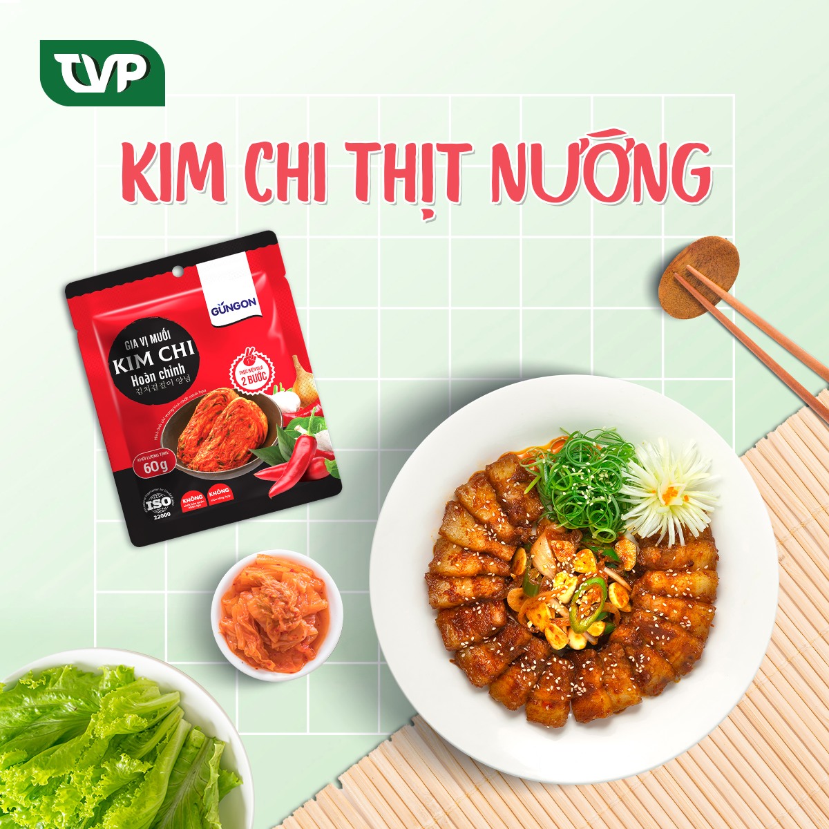 Combo 5 gói gia vị muối kim chi hoàn chỉnh Gungon chuẩn vị Hàn Quốc 60g