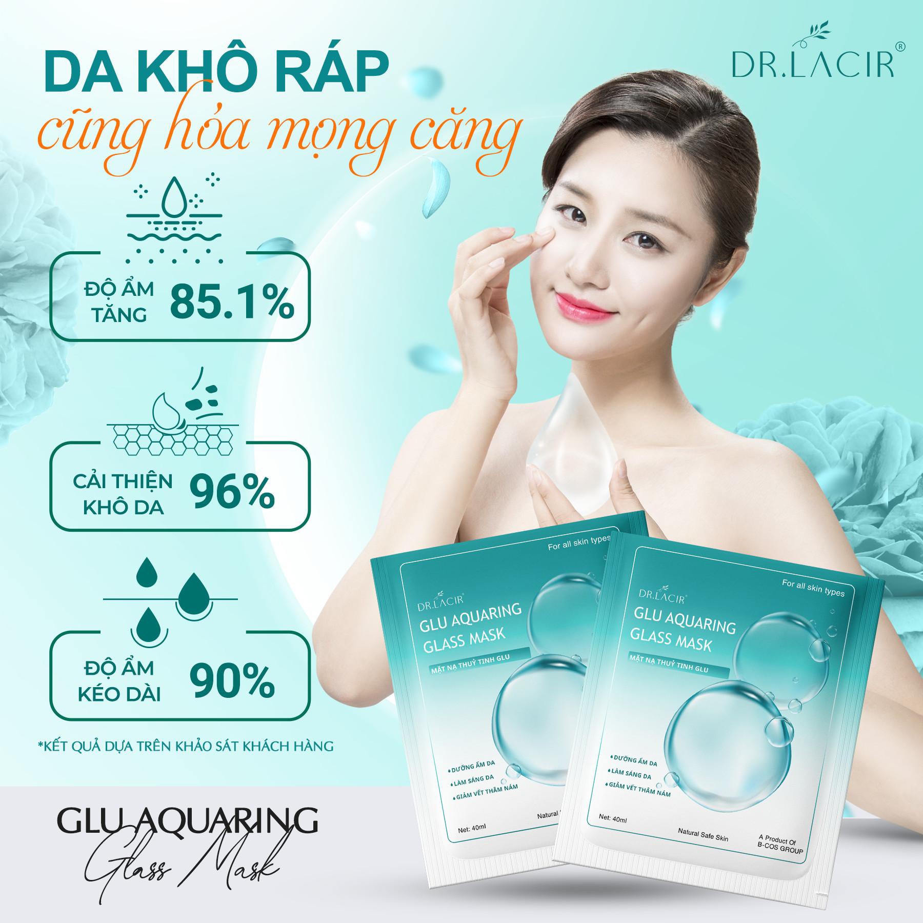 Mặt Nạ Thuỷ Tinh Glutathione Dr Lacir - Glu Aquaring Glass Mask: Dưỡng Ẩm Da, Làm Sáng Da, Giảm Vết Thâm Nám (miếng lẻ)