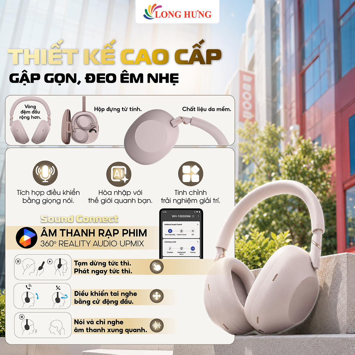 Tai nghe chụp tai Bluetooth Sony WH-1000XM6 - Hàng chính hãng