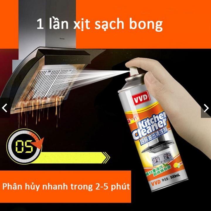 Bình xịt vệ sinh bếp bình tẩy rửa đa năng bọt tuyết siêu sạch Kitchen Clear dung tích 500ml -chai vàng cực mạnh PVN17464