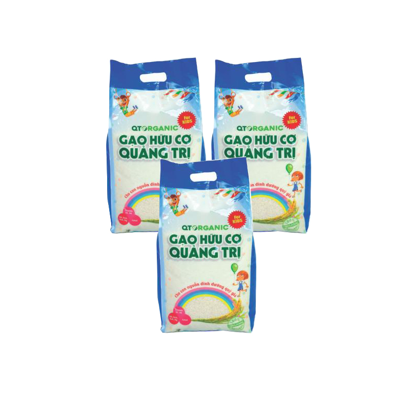 15kg Gạo Hữu Cơ Quảng Trị For Kids (3 gói)