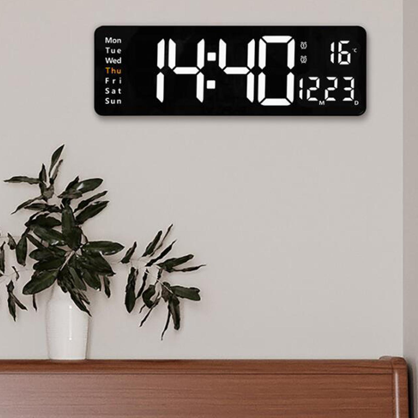 15'' Large Wall Clock Modern Mute Temperature W/ Calendar Clocks Memory Function Study Room Bedroom Decor