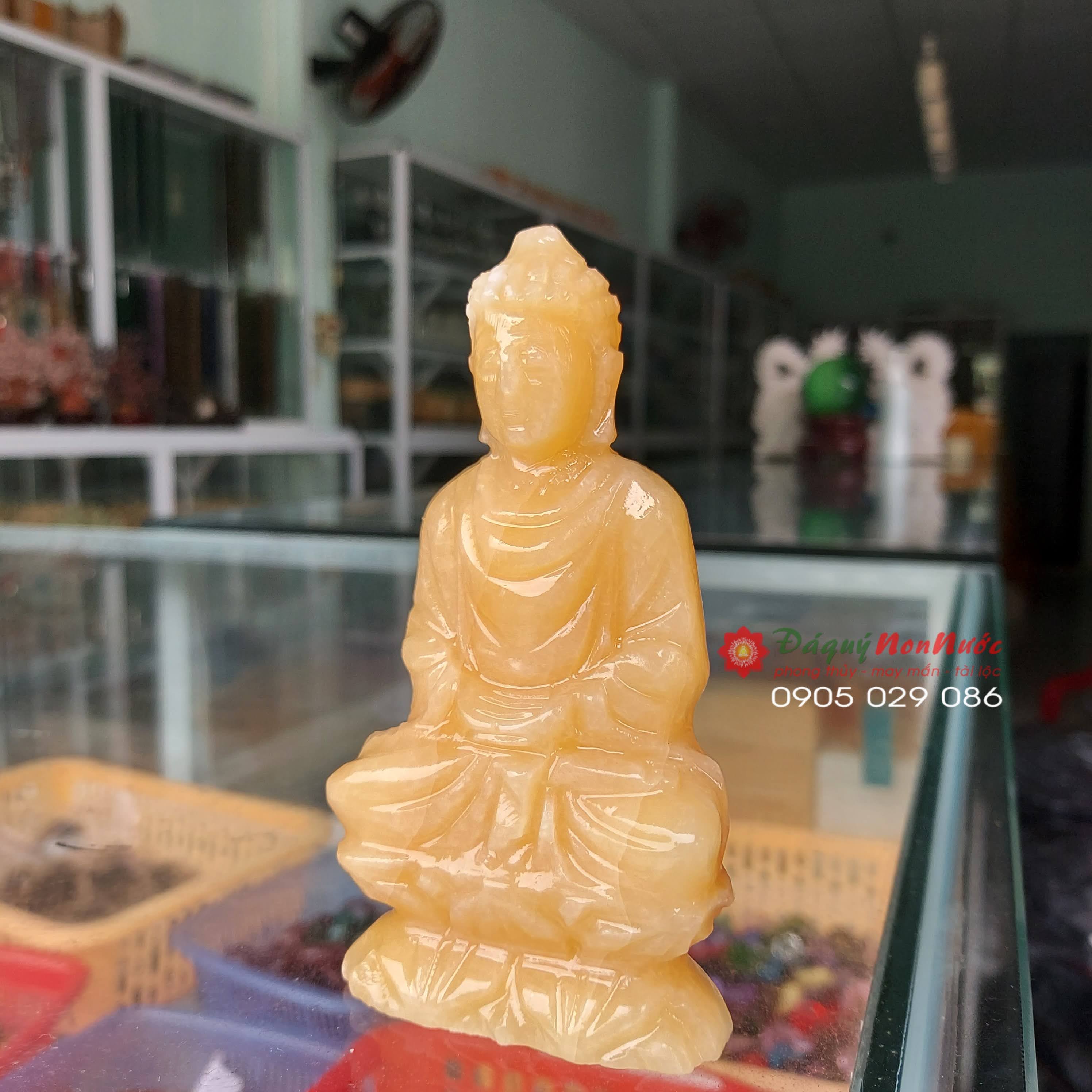 Tượng Phật Thích ca đá ngọc hoàng long 10cm - đá Non Nước