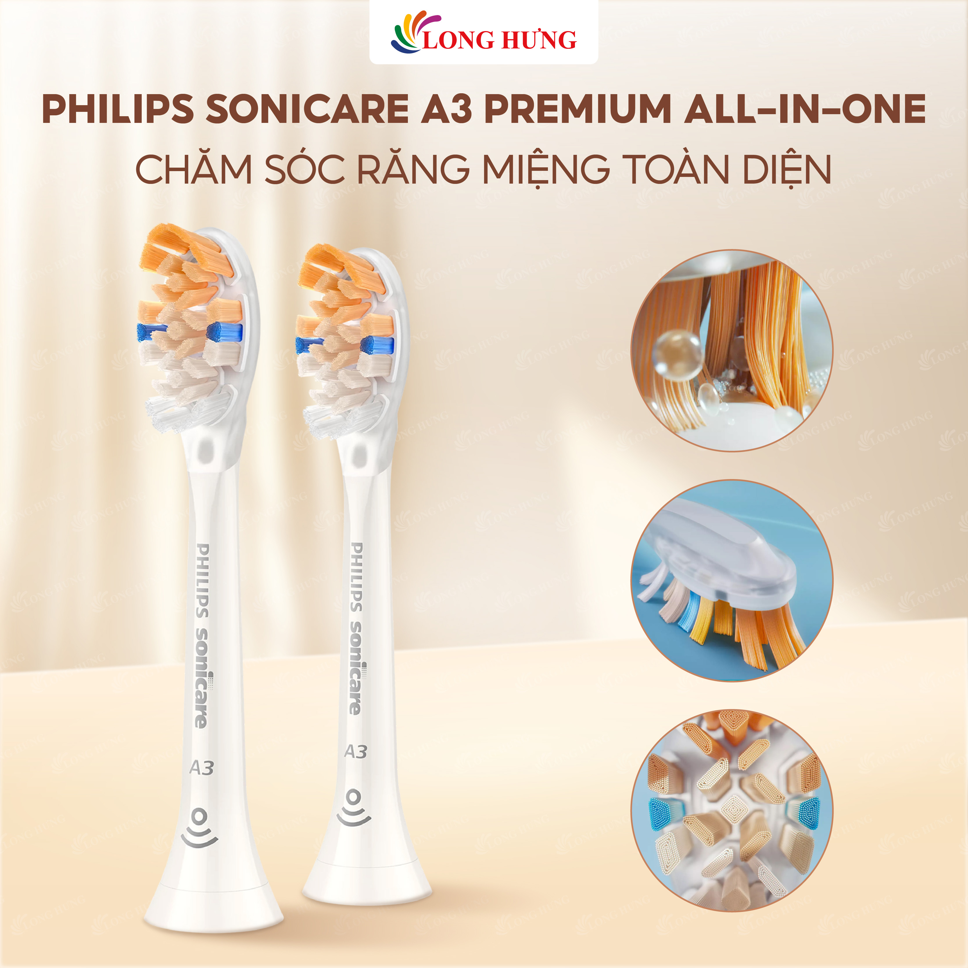 Đầu bàn chải điện Philips Sonicare A3 Premium All-in-One HX909 - Hàng chính hãng