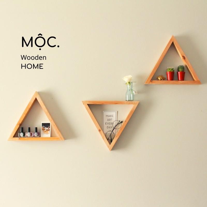 Kệ Gỗ Tam Giác Trang Trí Tường/ Triangle Wood Shelf Decor - Mộc. Home