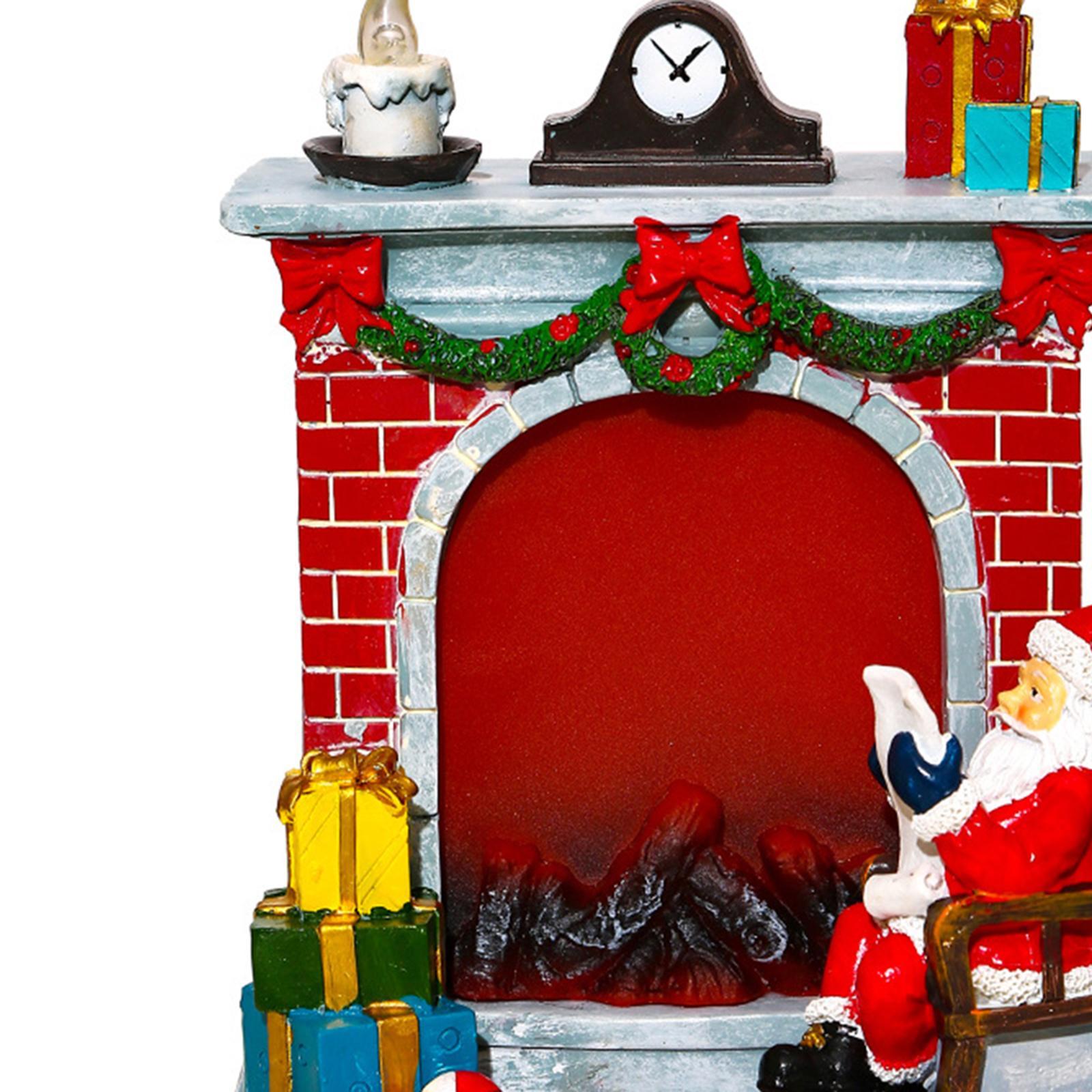 Christmas Fireplace Collectable Figurine Christmas Fireplace Figurine Christmas Fireplace with Light for Table Decor