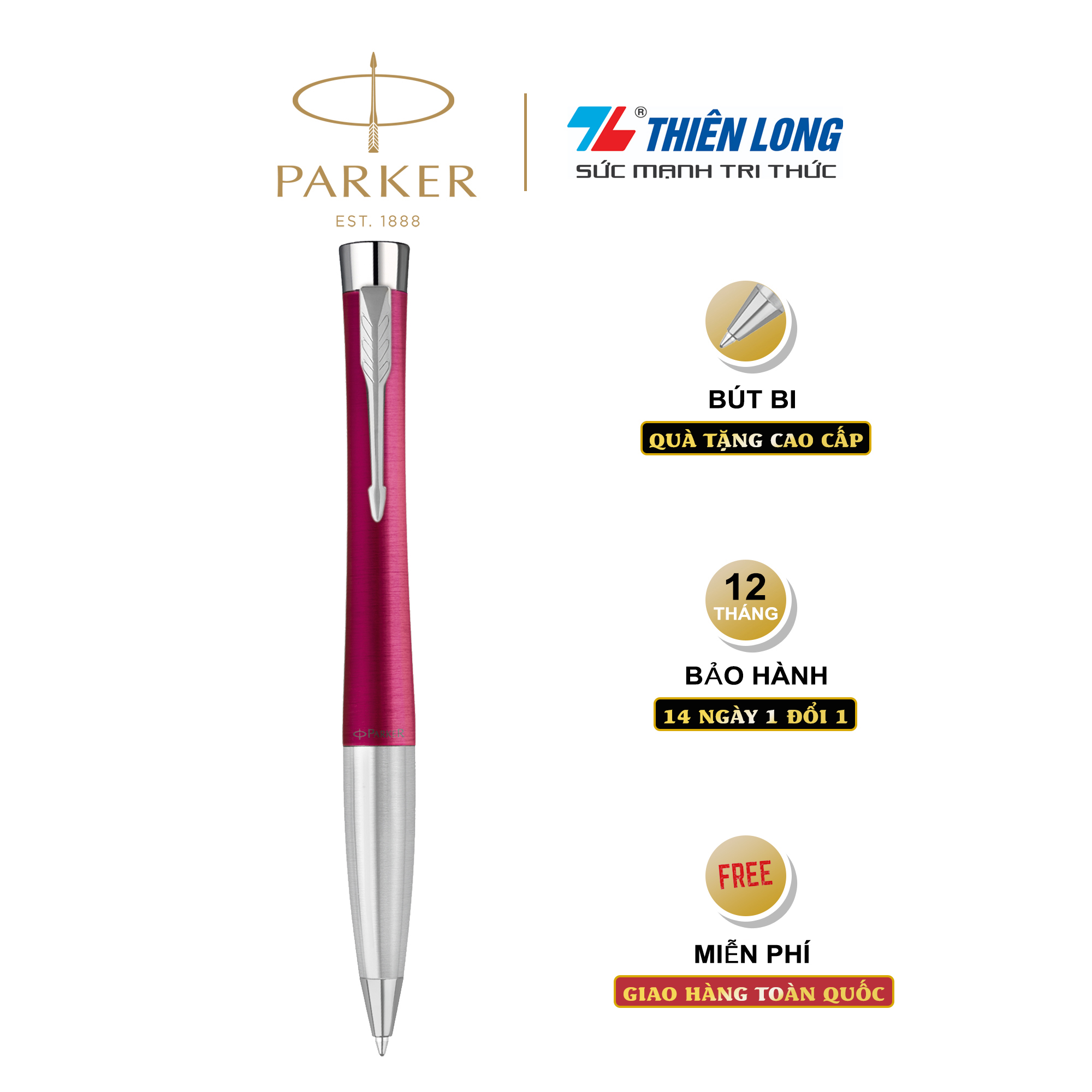 Bút bi cao cấp Parker Urban Twist URB X-VIBR Magenta CT TB-2143449 - Thép không gỉ