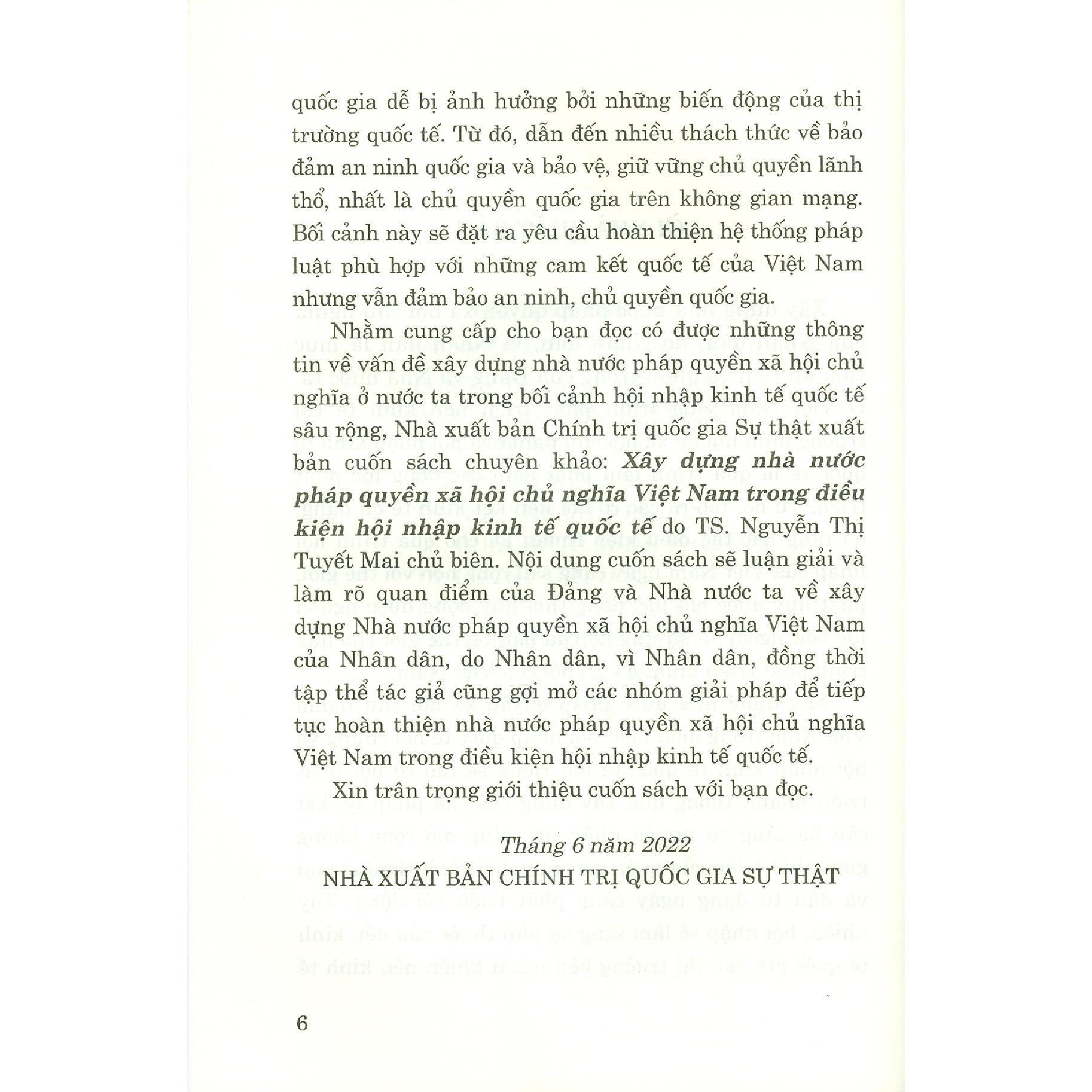 Sách - Xây Dựng Nhà Nước Pháp Quyền Xã Hội Chủ Nghĩa Việt Nam Trong Điều Kiện Hội Nhập Kinh Tế Quốc Tế - NXB Chính Trị Quốc Gia