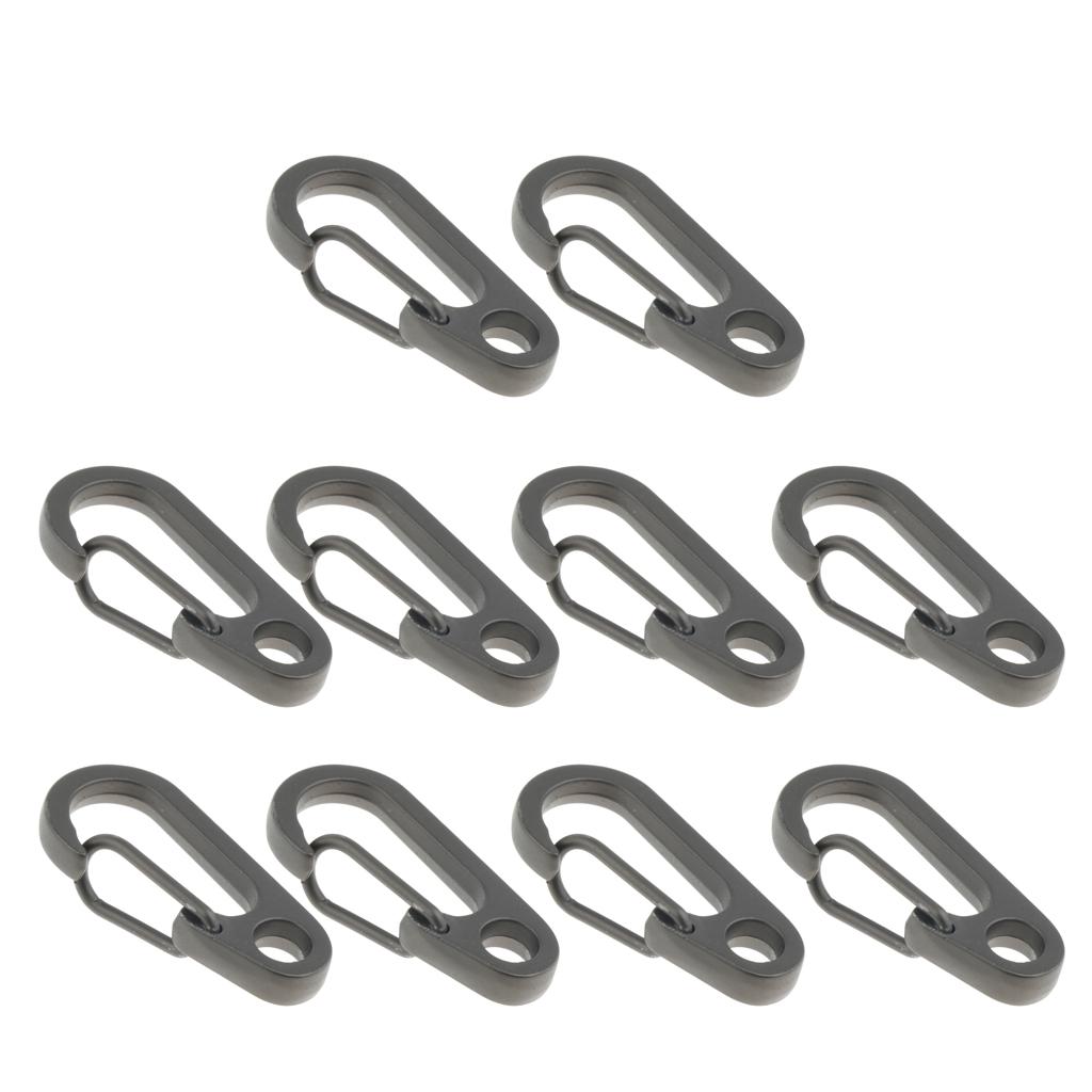 10Pcs Outdoor Camping Mini Carabiners Snap Spring Clip Hook Keychain Gray