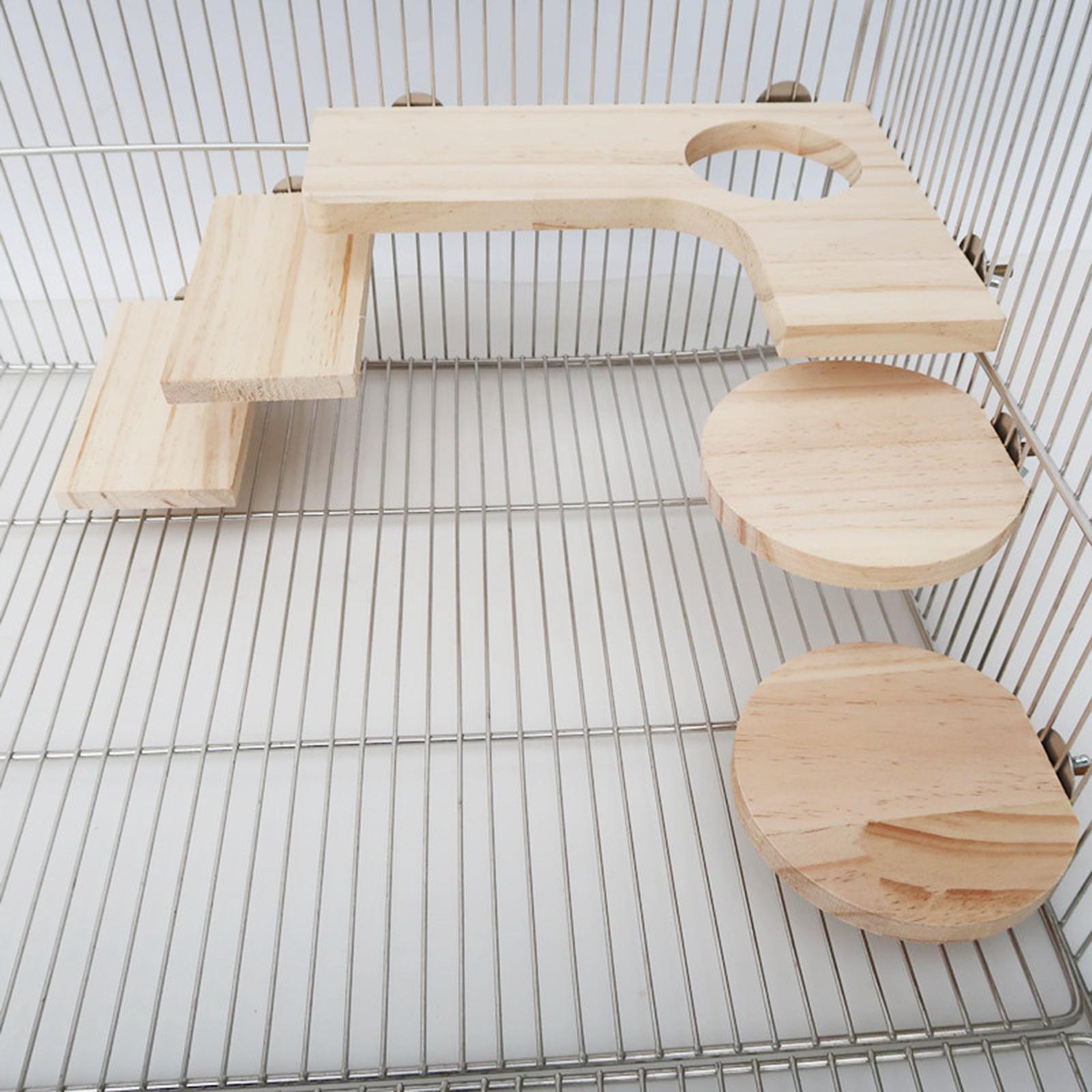 Hamster Cage Accessories Chinchilla Wooden Platform, 5Pcs of Wooden Pedal Toys, Provide a Habitat for Small Animal & Birds, for Squirrel Gerbil