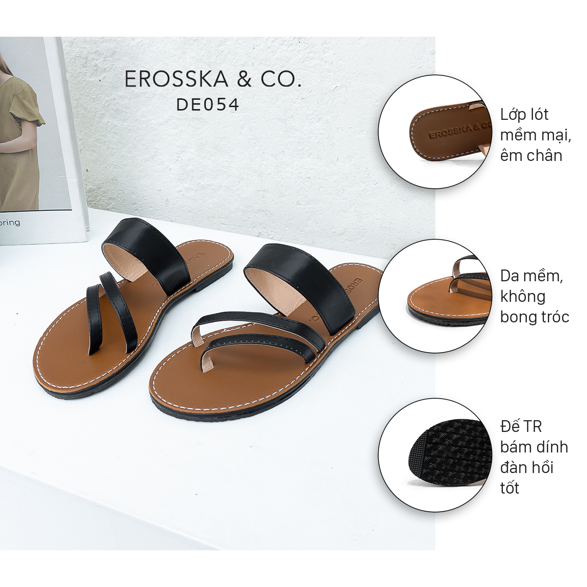 Dép đi biển thời trang Erosska 2021 thiết kế phối dây DE054
