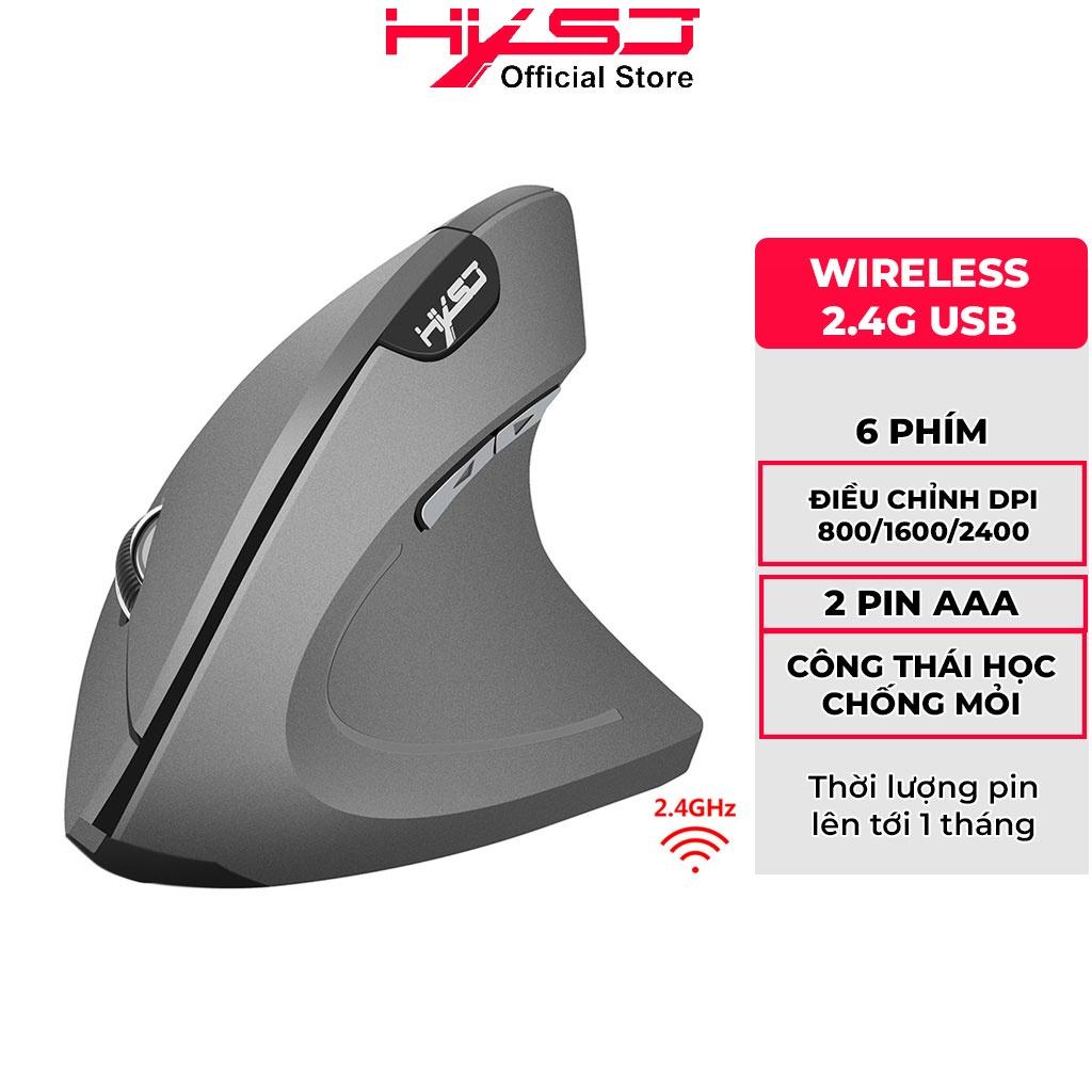 Chuột không dây kiểu đứng HXSJ T24 wireless USB 2.4GHz công thái học chống mỏi tay chuyên dùng cho pc laptop - Hàng Chính Hãng