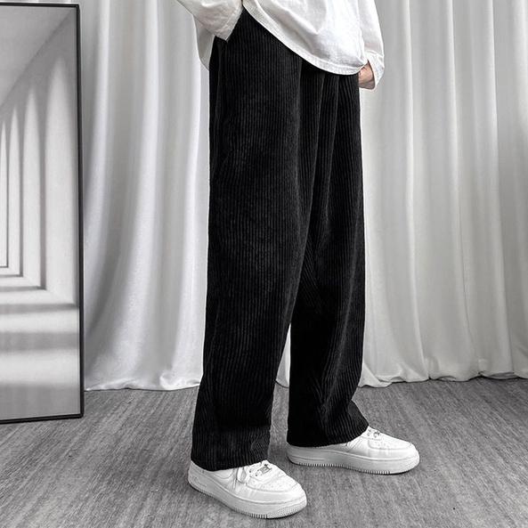 Quần nhung tăm ống suông rộng nam màu đen ghi nâu VNXK 01 pon.mens