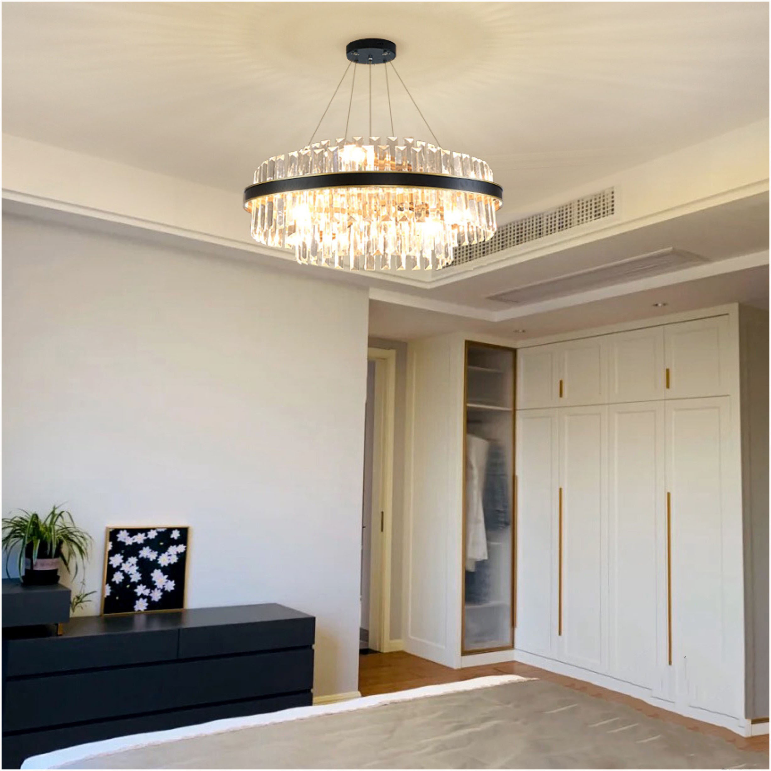 Đèn chùm Châu Âu, Đèn pha lê trang trí, Hàng Cao Cấp TẶNG BÓNG LED ĐỔI MÀU, Mã 8702