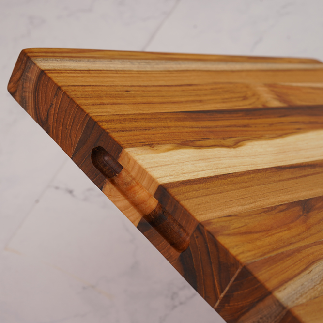 Thớt gỗ Teak ghép ngang, hình chữ nhật 25x35x3 cm - MSP CG02. Dùng cắt, thái, khay trưng bày thực phẩm.