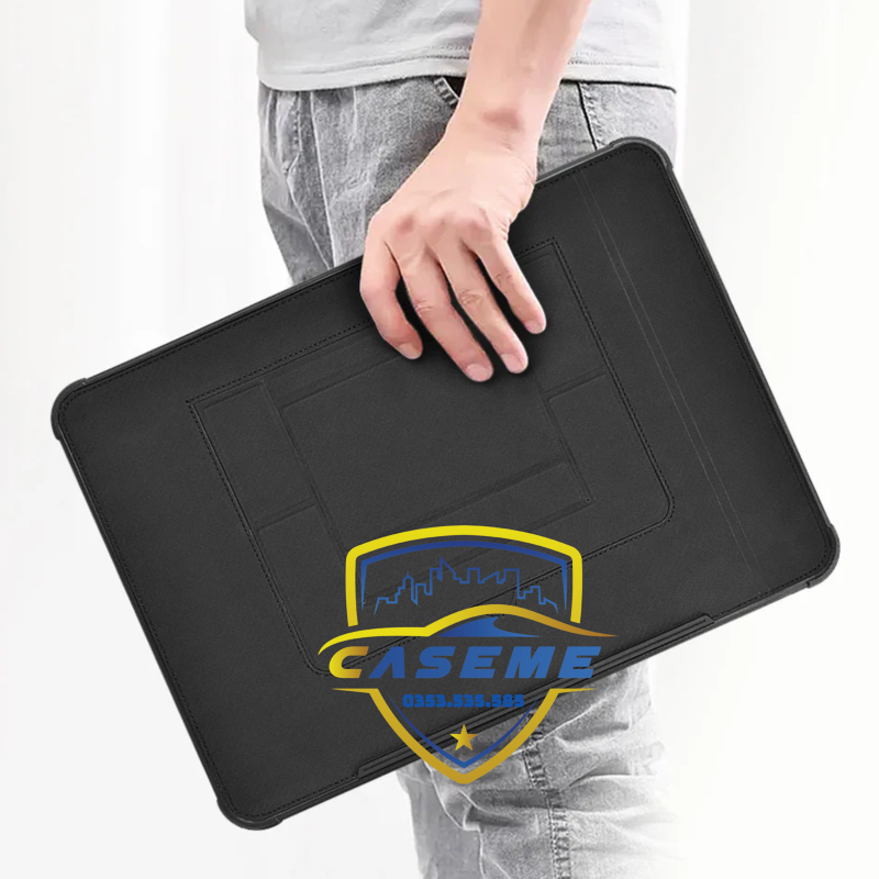 Bao da có giá đỡ cho laptop &amp; MacBook 13&quot;/14.2&quot;/16.2&quot; – Chống sốc, chống thấm, lót lông mềm – Hàng Chính Hãng