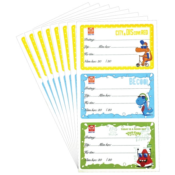 Bộ 3 Nhãn Vở Cool 8 Tờ x 3 (24 Nhãn Vở)