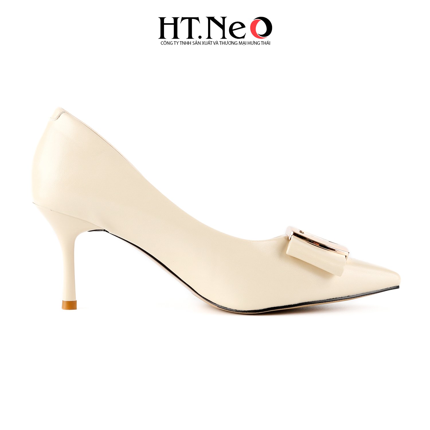 Giày cao gót HT.NEO gót nhọn 7p khuy kim loại chữ V mũi nhọn da cao cấp thiết kế trẻ trung, đi cực êm chânm thoải mái CS247