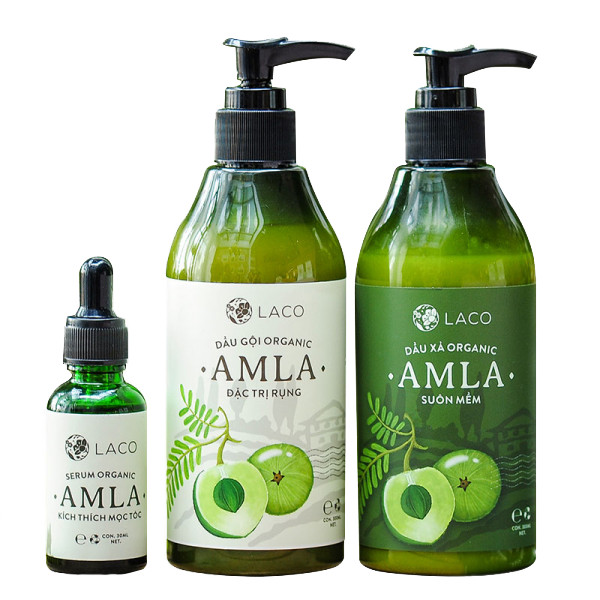 Combo bộ 3 sản phẩm dầu gội xả serum amla Laco - Ngăn ngừa rụng tóc