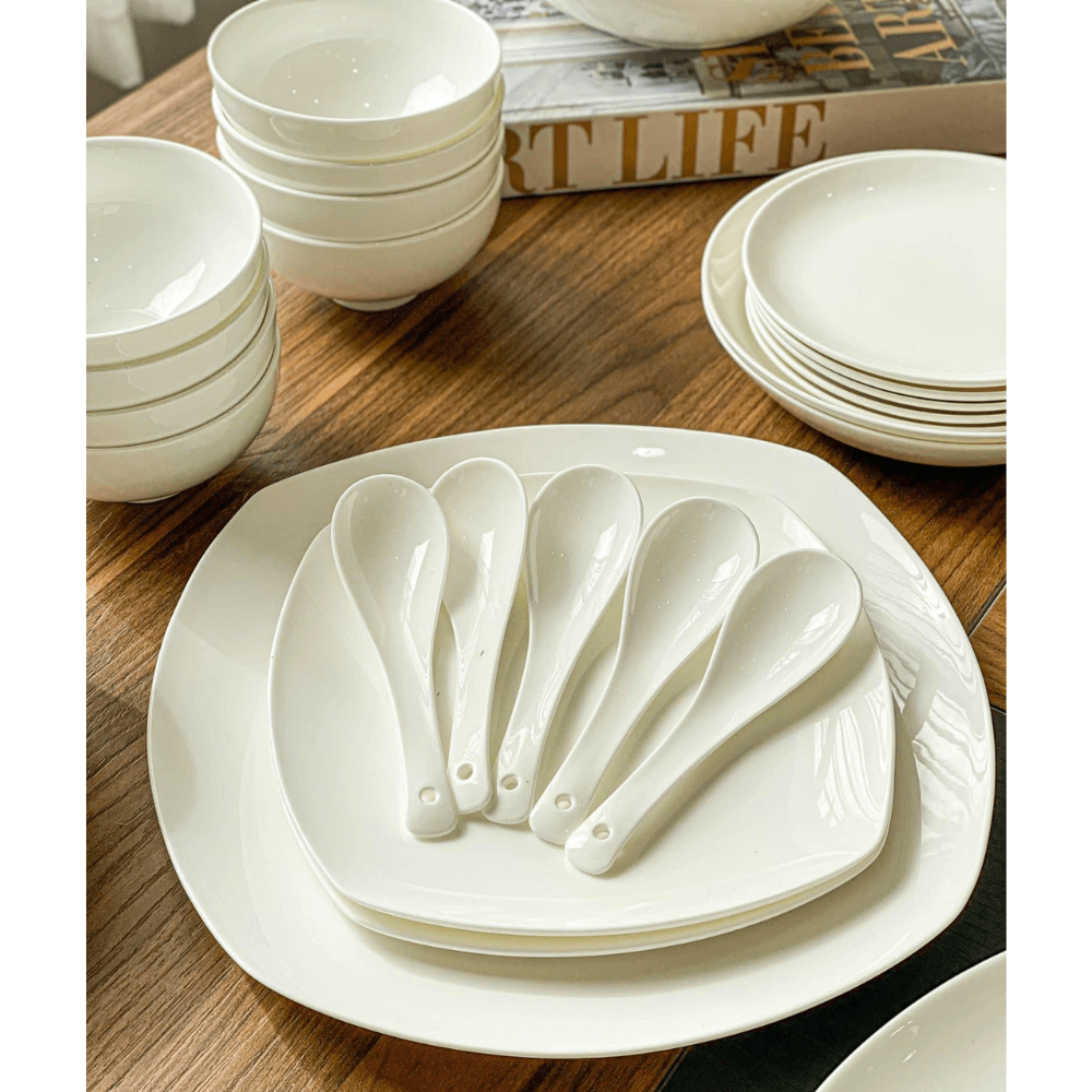 Set bát sứ Imperial 50 món trắng trơn hàng chính hãng