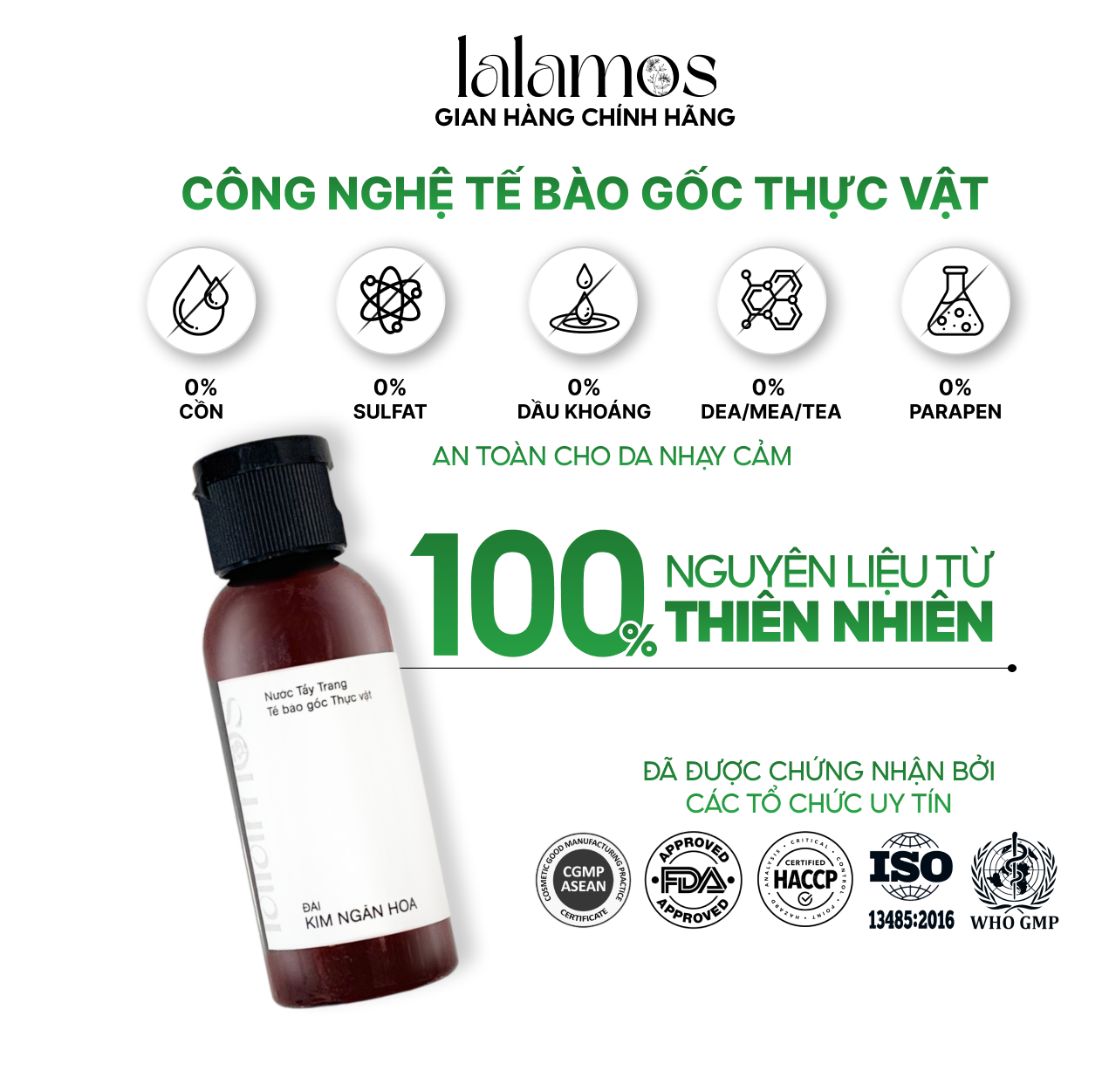 Nước Tẩy Trang Lalamos Đài Kim Ngân Hoa Sạch Sâu Mini Size - 50ml