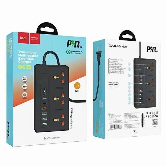 Ổ cắm điện đa năng thông minh hoco Dc15 sạc nhanh PD 18w - Hàng Chính Hãng an toàn chống cháy nổ PK03
