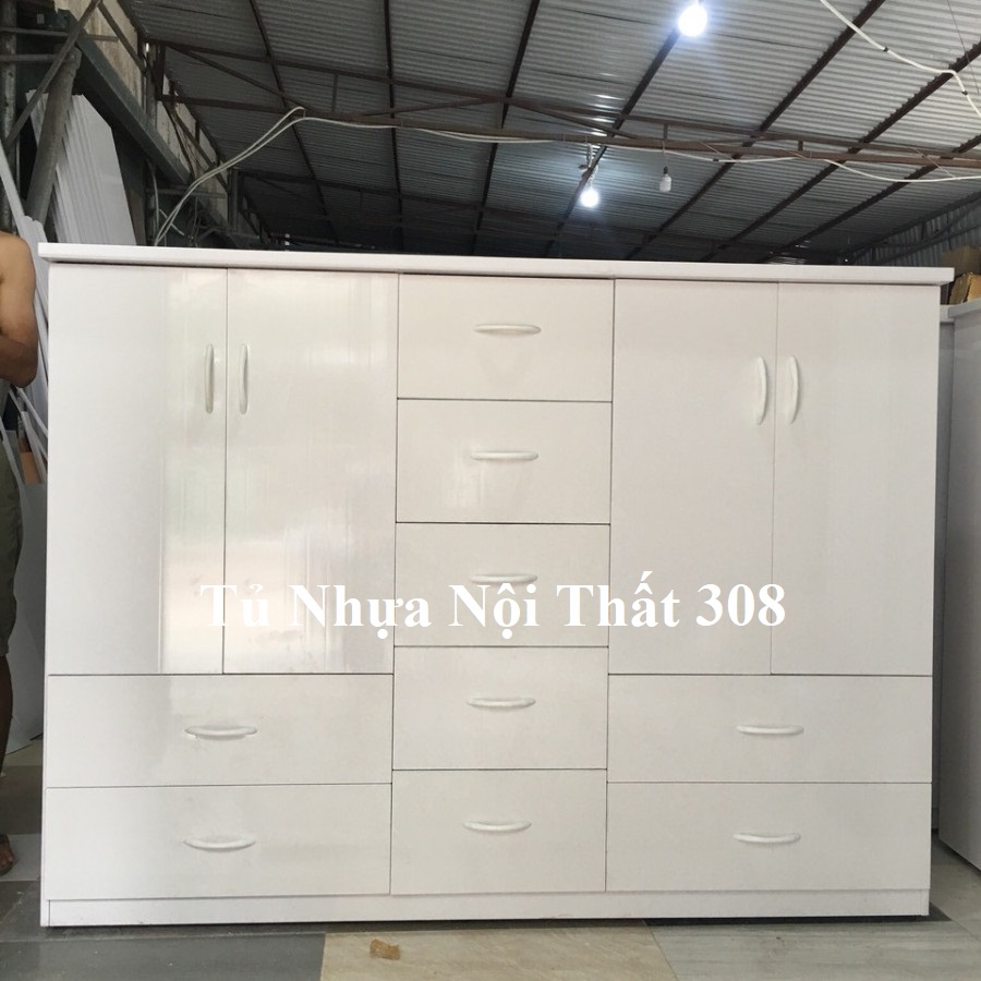 Tủ Nhựa Đài Loan Cao 1m25 Ngang 1m6 Màu Trắng 701