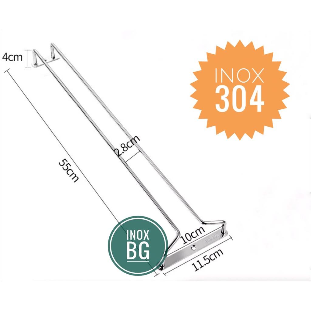 Giá treo ly, gài ly sâu 55cm chất liệu inox 304 bền bỉ với thời gian