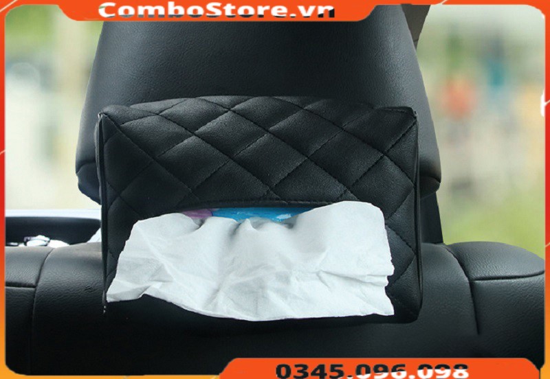 Hộp đựng khăn giấy trên ô tô, xe hơi có dây đeo cao cấp