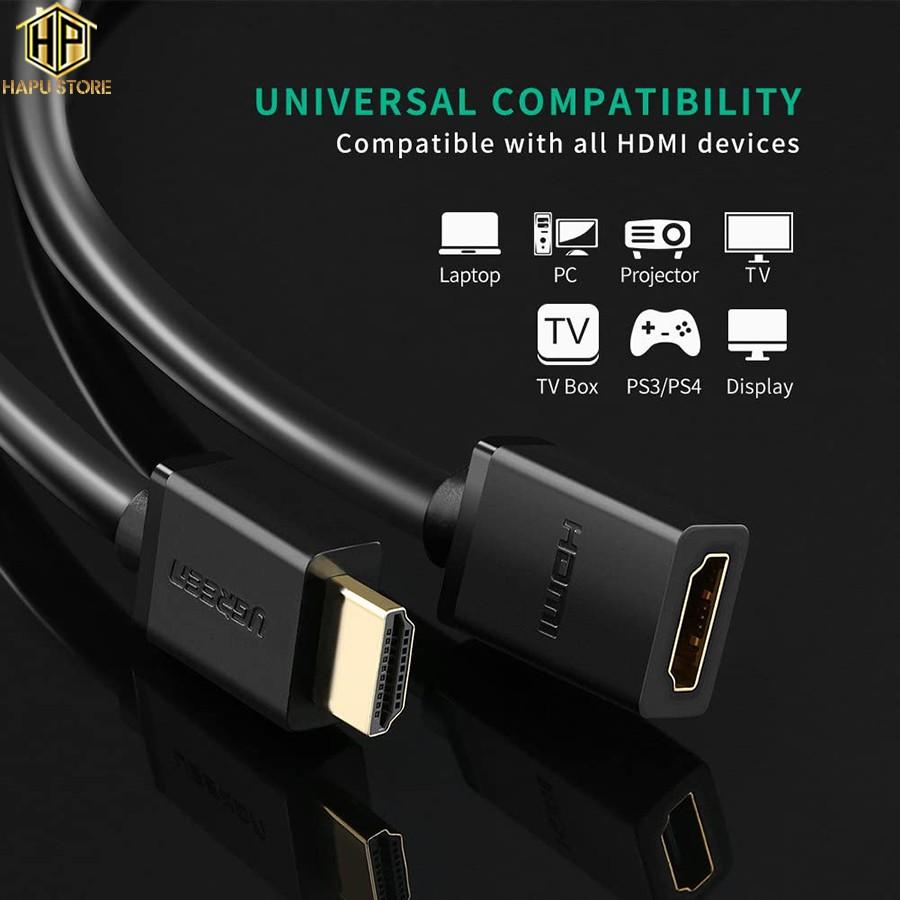 Cáp HDMI nối dài 0.5m Ugreen 10140 màu đen chính hãng - Hàng Chính Hãng