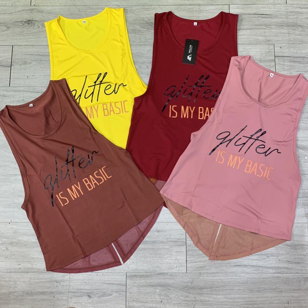 ÁO TANKTOP GLITTER PHỐI LƯỚI LƯNG - ÁO TẬP GYM NỮ 2022