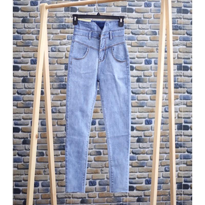Quần jean nữ lưng siêu cao form dáng ôm, chần đường may Ms 4250