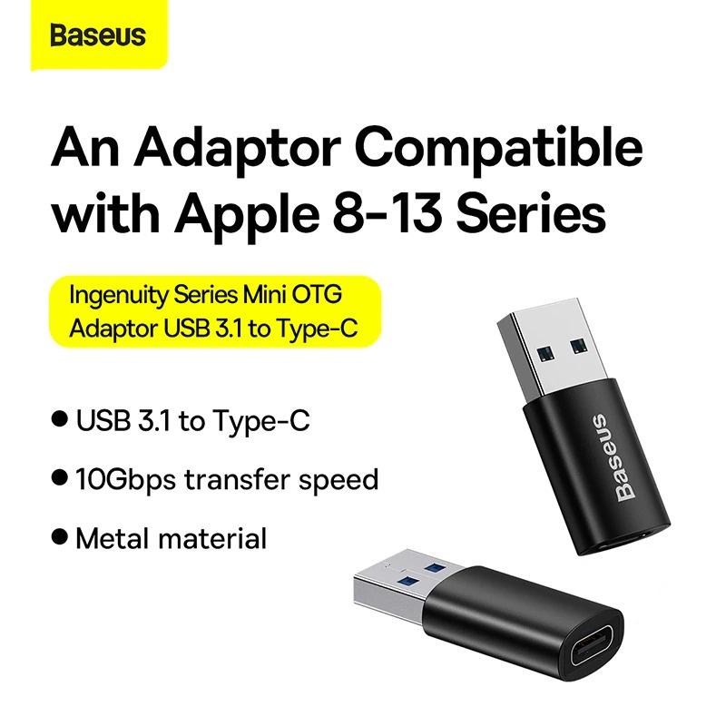 Đầu chuyển OTG Type C to USB 3.1 tốc độ cao Baseus Ingenuity Series Mini OTG Gen2 - Hàng chính hãng