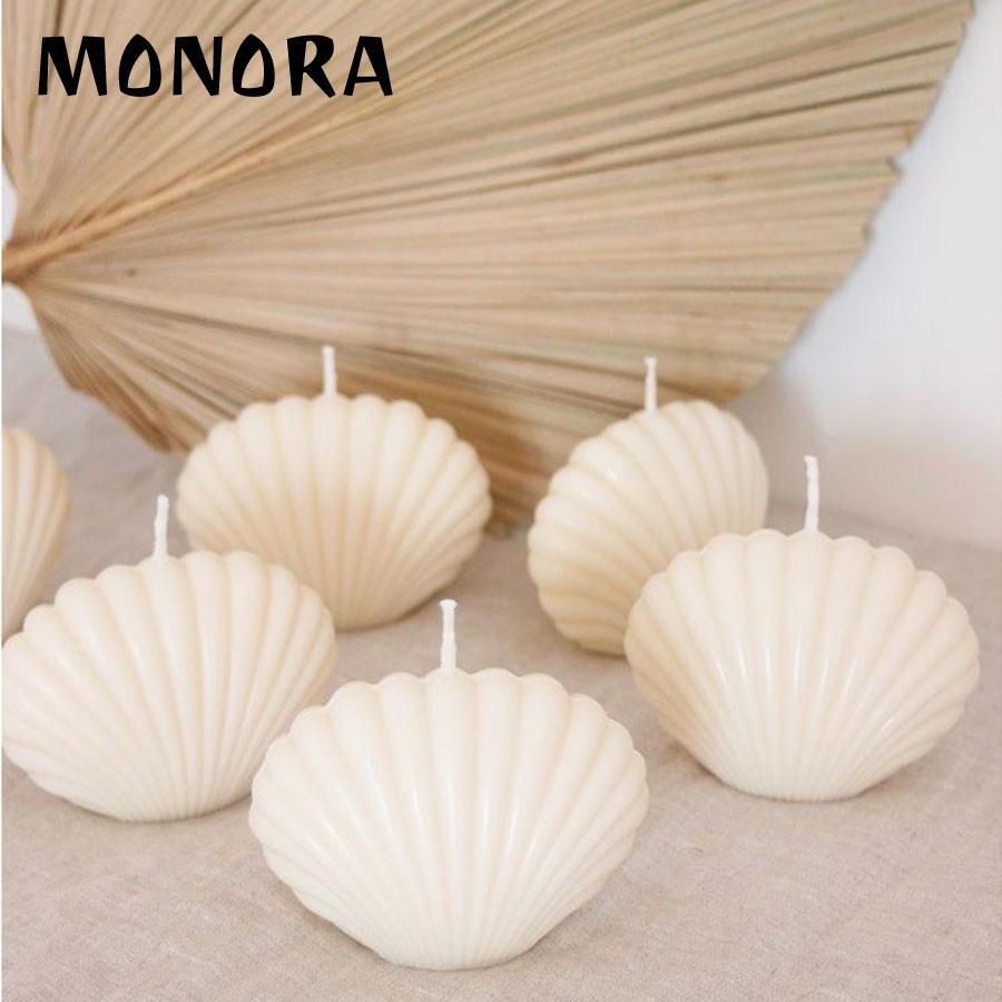 Nến Thơm thư giãn hình Vỏ Sò MONORA C8 đèn cầy trang trí không khói sáp decor phụ kiện trang trí phòng - candle decor