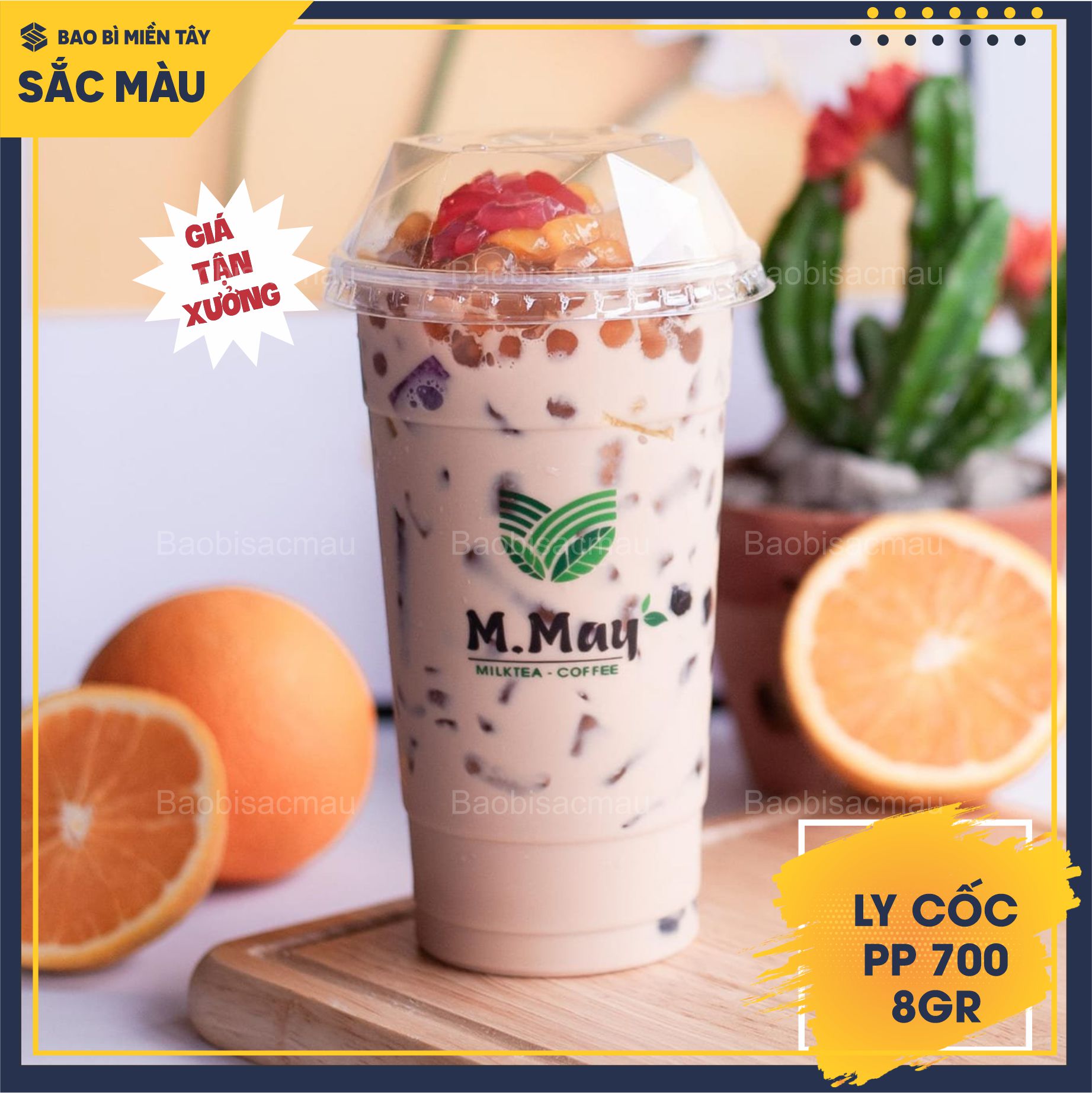Sỉ 50 cốc nhựa/ ly nhựa PP 700ml kèm nắp