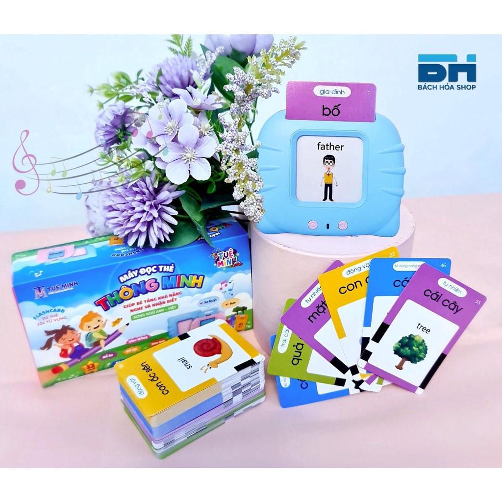 Máy đọc thẻ Anh - Việt flashcard, 112 thẻ 224 từ khoá và 12 chủ đề, không có sóng điện từ, an toàn cho bé