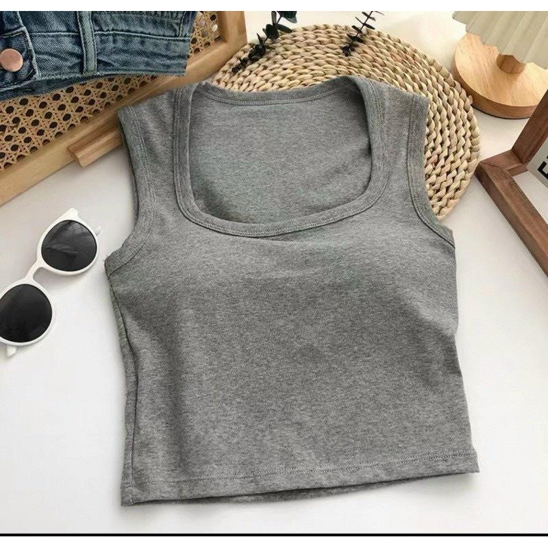 Áo Bra nữ sát nách cổ vuông dáng croptop chất thun Mềm Dáng Lửng Sẵn Đệm Ngực hàng chuẩn loại 1