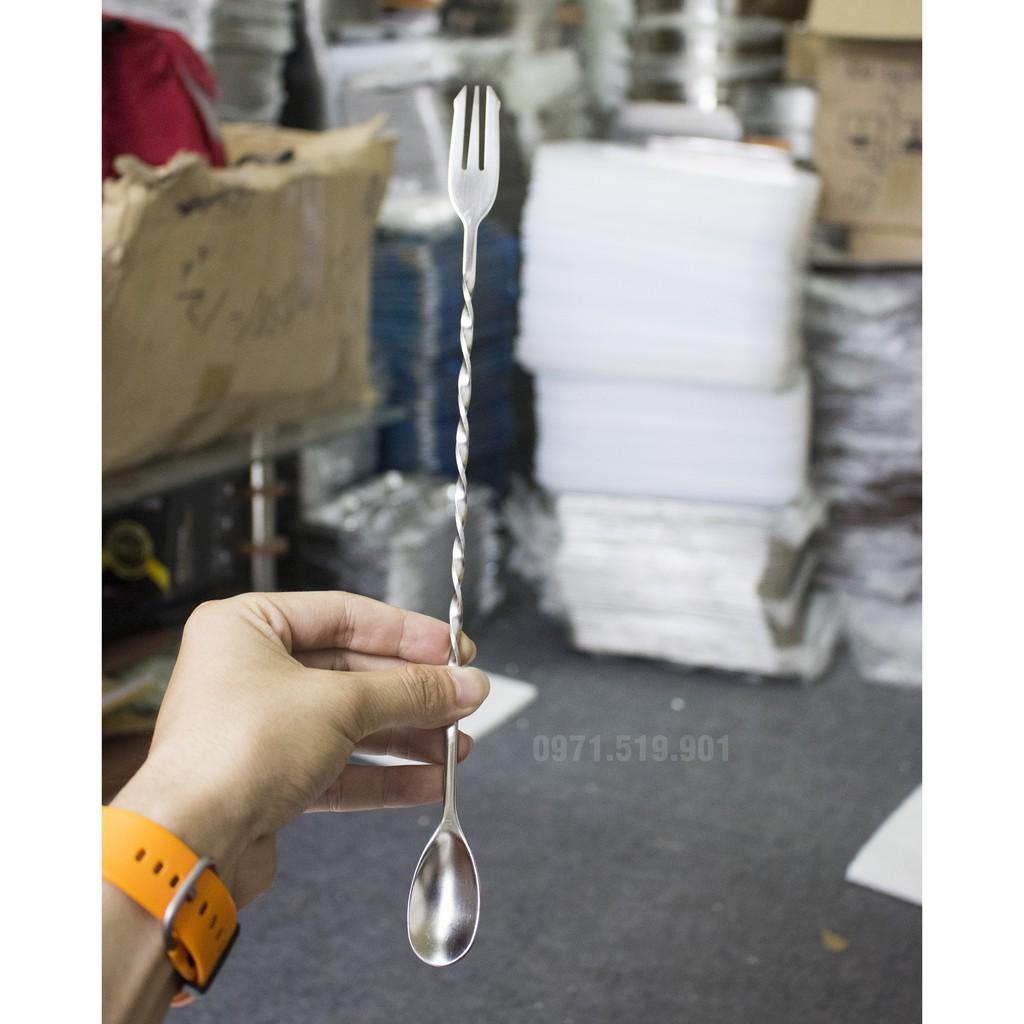 thìa inox pha chế 2 đầu 32 cm, dụng cụ pha chế