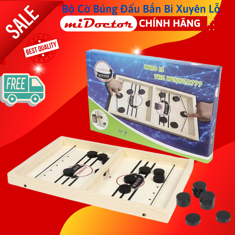 Bộ Cờ Búng Gỗ Bàn Đấu Ice Hockey - Chọn Size - Foosball Winner, Sling Puck - Bắn Bi Xuyên Lỗ Chính Hãng miDoctor