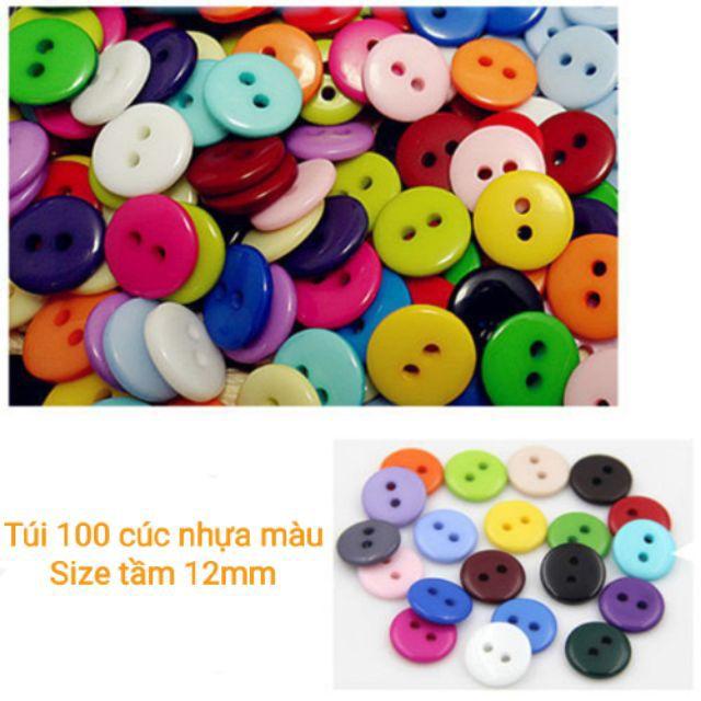 Túi 100 cúc nhựa màu size 12mm