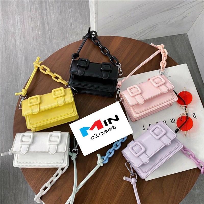 Túi đeo chéo nữ Túi xách nữ mini dây da pha xích Ulzzang siêu dễ thương TD14