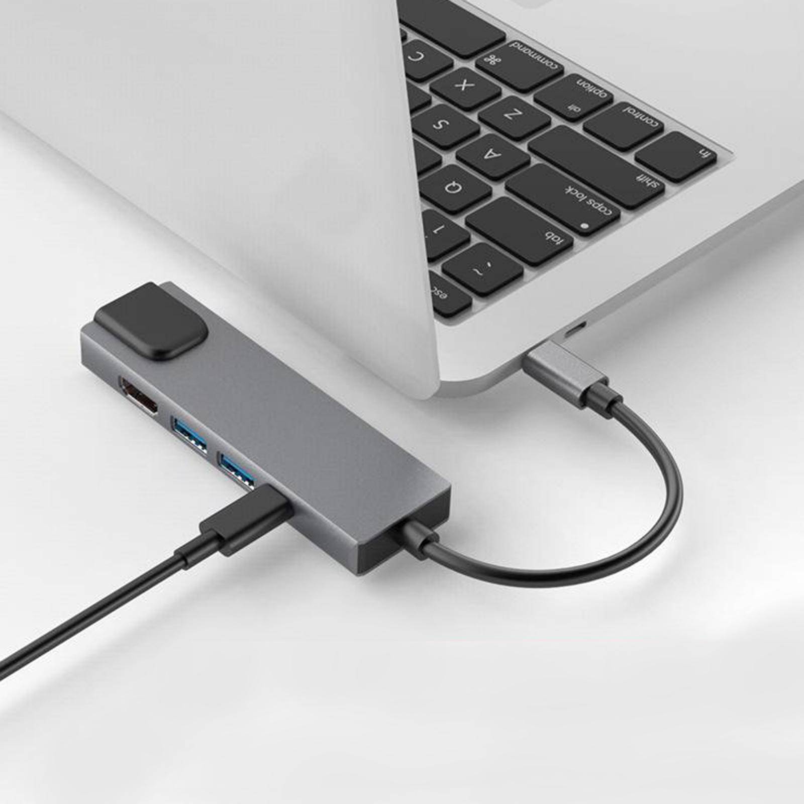 5 in 1 Universal USB Type-C Hub USB 3.0 HDMI Female Adapter Cable PD Charge Converter Network card