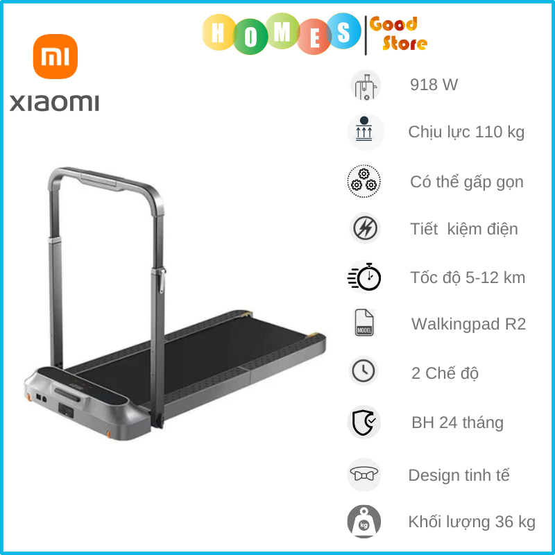 Máy Chạy Bộ XIAOMI KingSmith Walkingpad R2, Gấp Gọn, 2 Chế Độ Chạy, Kết Nối App, Công Suất 918W - Hàng Chính Hãng